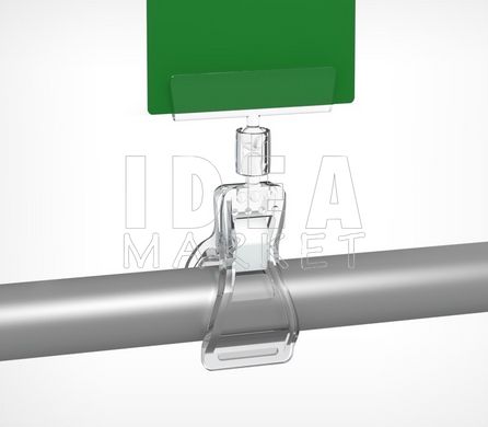 Держатель ценника с зажимом на трубу 0 мм /прозрачный, Прозрачный